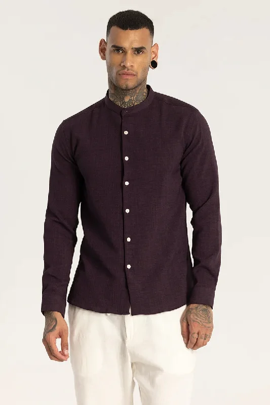 Purple Mandarin Linen Shirt