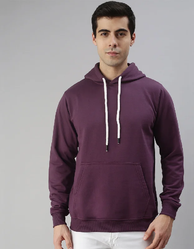 Purple Solid Regular Hoodie