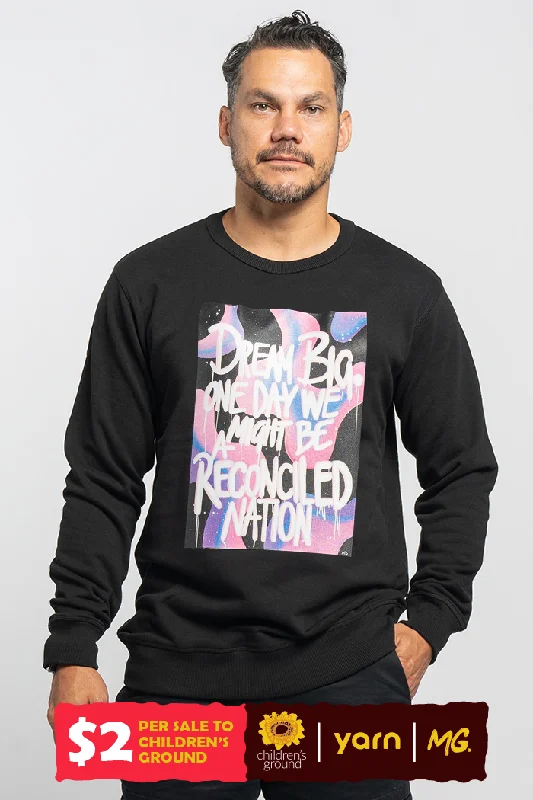 Reconciled Nation (Purple) Black Cotton Blend Crew Neck Unisex Sweatshirt