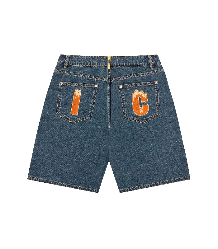 RUNNING DOG DENIM SHORTS - MID WASH BLUE