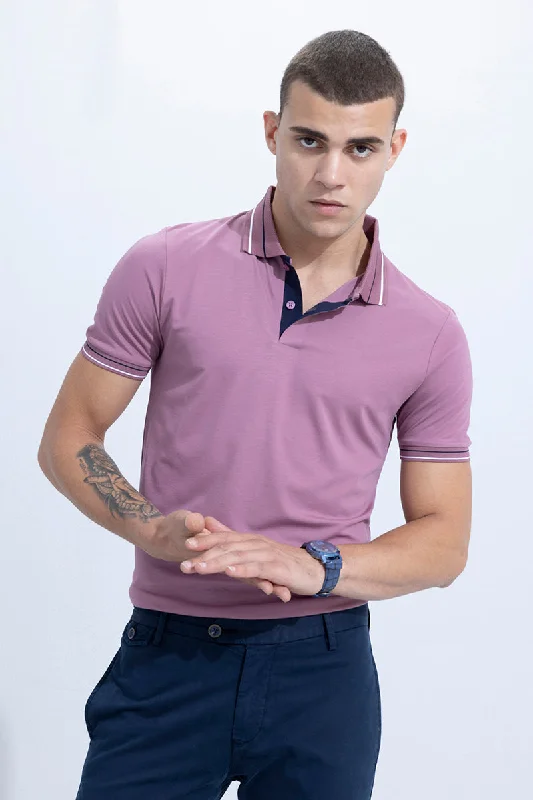 Seamless Stitch Mauve Polo T-Shirt