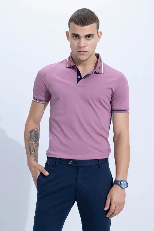 Seamless Stitch Mauve Polo T-Shirt