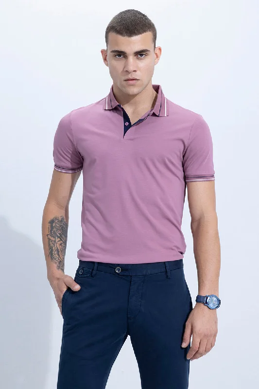 Seamless Stitch Mauve Polo T-Shirt