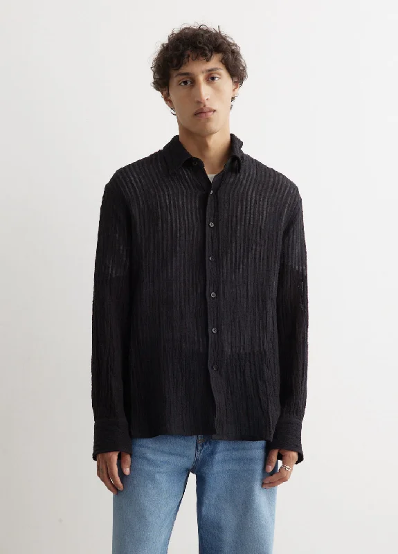 Sheer Stripe Linen Woven Shirt