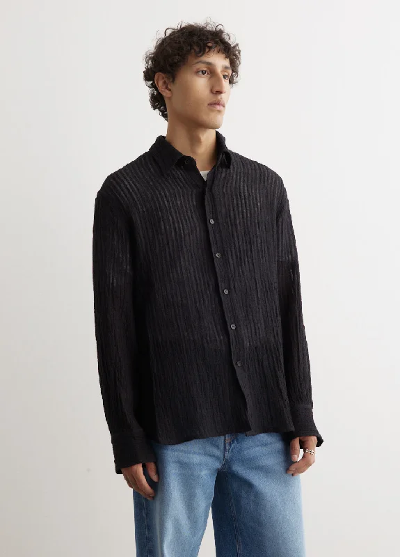 Sheer Stripe Linen Woven Shirt