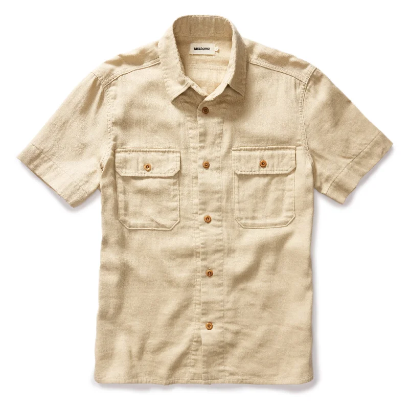 The Short Sleeve Officer Shirt in Dune Double Cloth