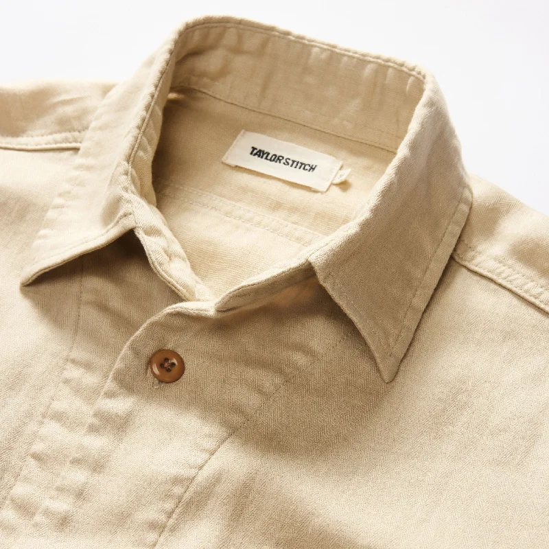 The Short Sleeve Officer Shirt in Dune Double Cloth