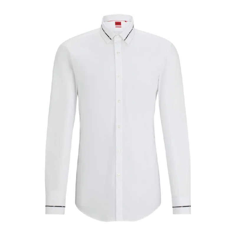 Slim-fit shirt with piped collar and cuffs