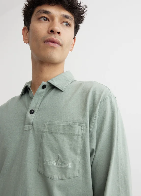 Snap Button Long Sleeve Polo