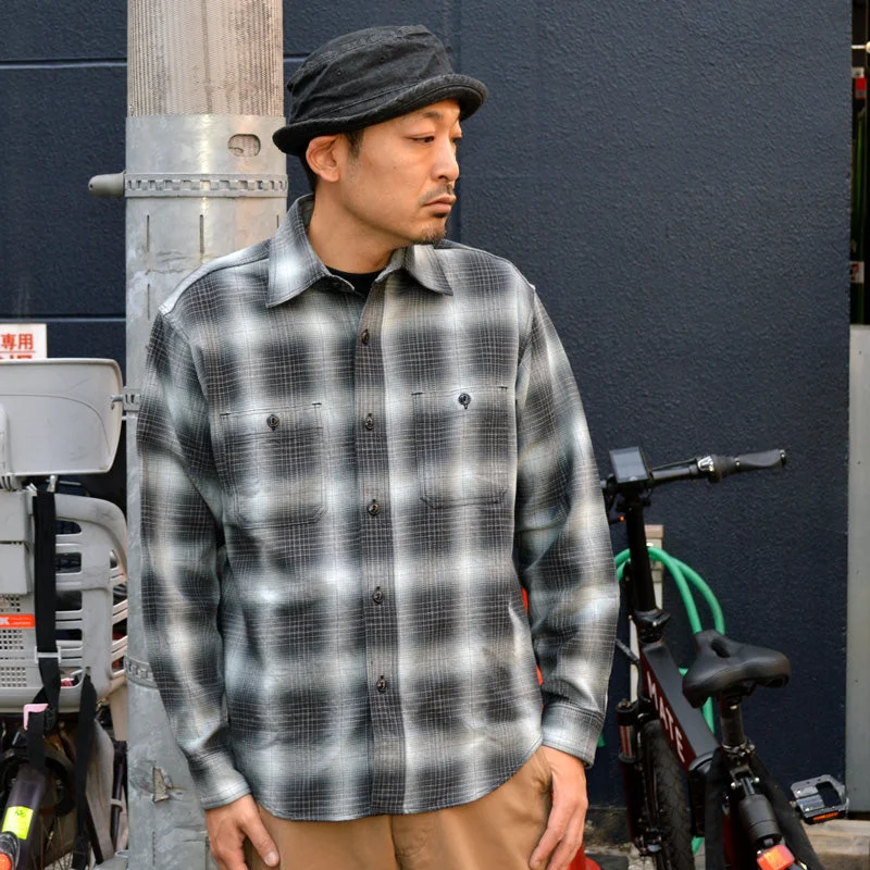 SUGAR CANE ""SC29294"" INDIGO OMBRE CHECK WORK SHIRT