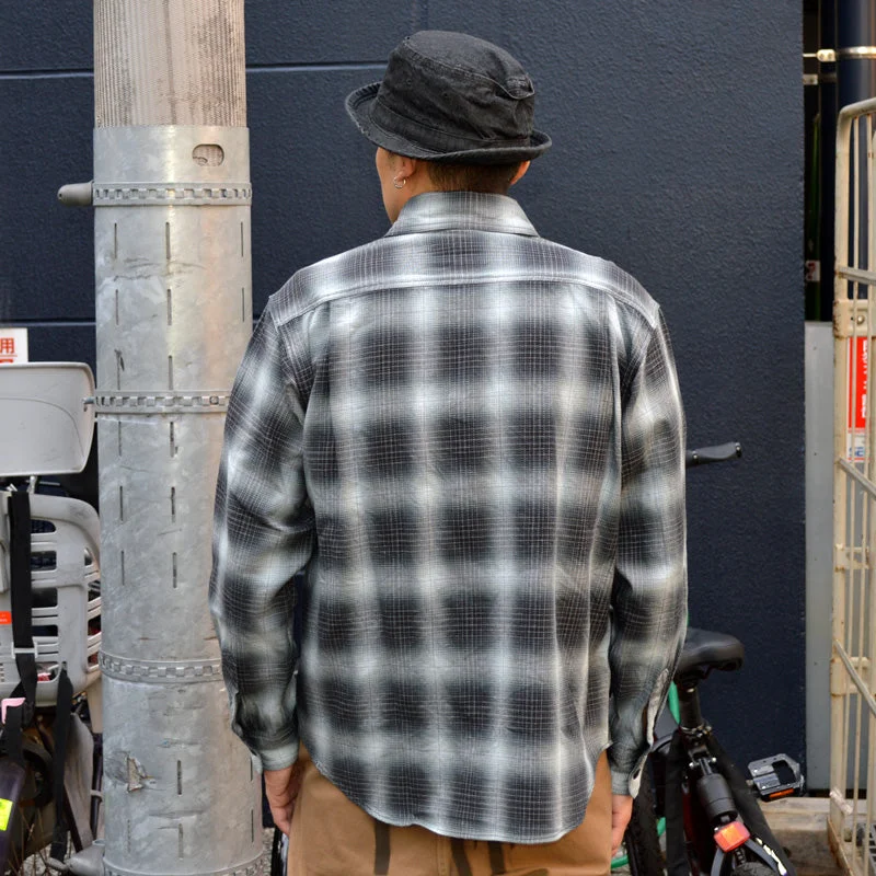 SUGAR CANE ""SC29294"" INDIGO OMBRE CHECK WORK SHIRT