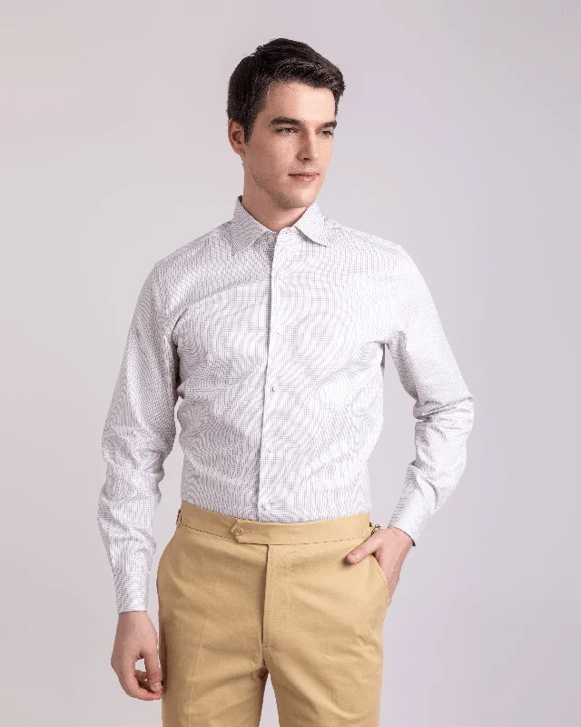 Tan Small Graph Checks Twill Shirt