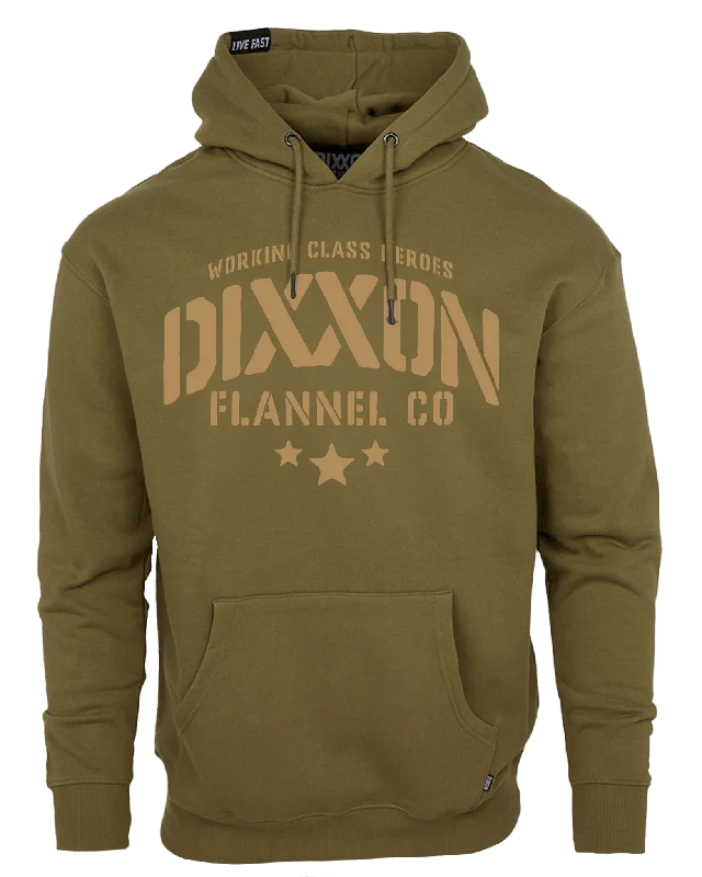 Tan Stencil Pullover Hoodie - O.D. Green