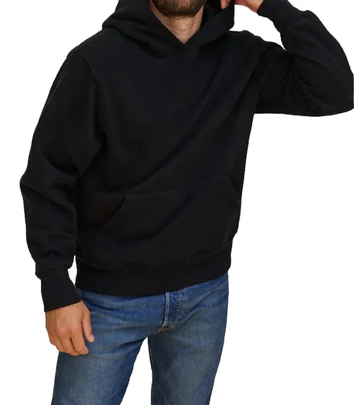 Tommy Structured Fleece Hooded Sweatshirt In True Black