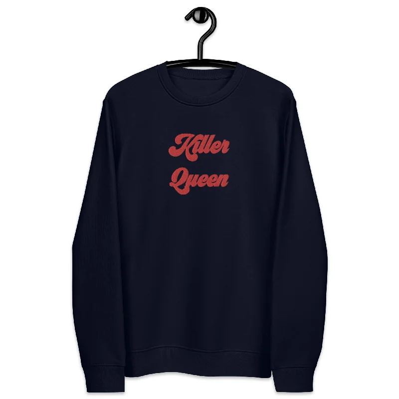 KILLER QUEEN Embroidered Unisex Organic Sweatshirt - red text