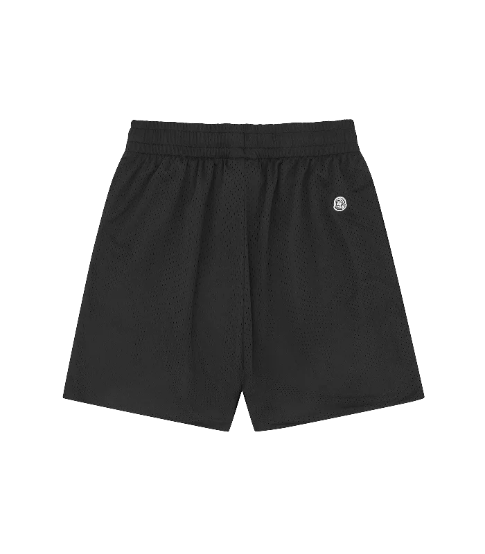 VARSITY LOGO MESH SHORTS - BLACK