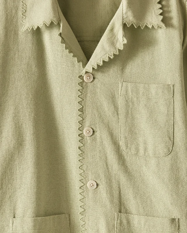 Zig-Zag Hem Long Sleeve Shirt - Mint