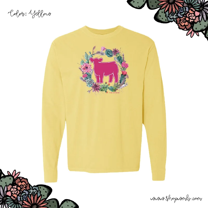 Steer Cactus Wreath LONG SLEEVE T-Shirt (S-3XL) - Multiple Colors!