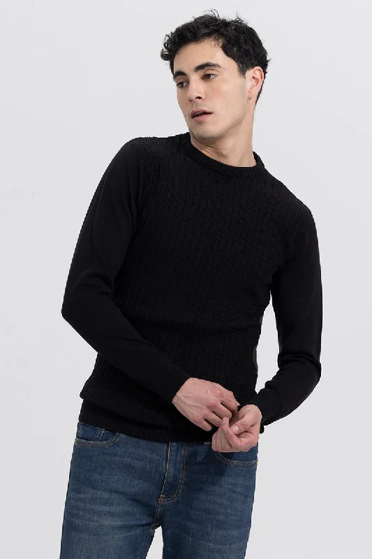 Cordial Black Ribbed Sweater