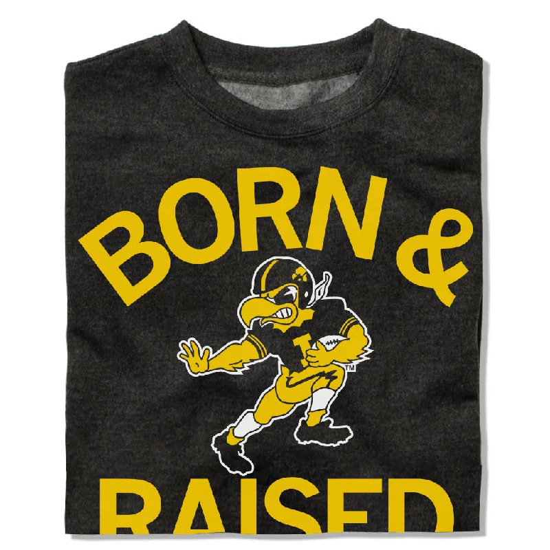 Hawkeyes Born & Raised Vintage Charcoal Crew Sweatshirt