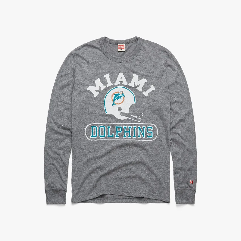 Miami Dolphins Throwback Helmet Long Sleeve Tee