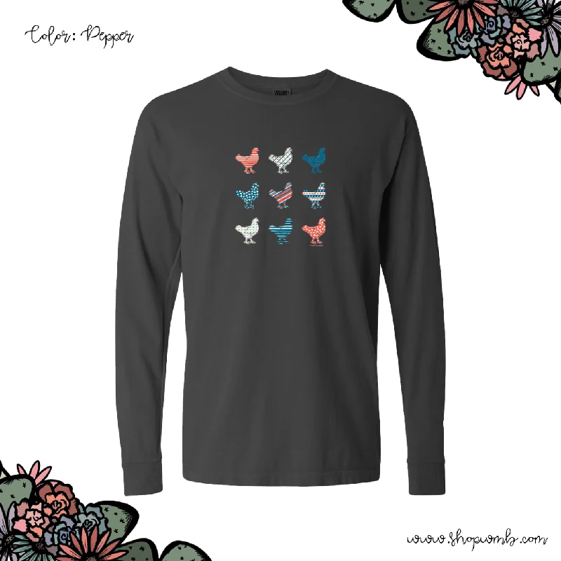 Patriotic Bundle Chickens LONG SLEEVE T-Shirt (S-3XL) - Multiple Colors!