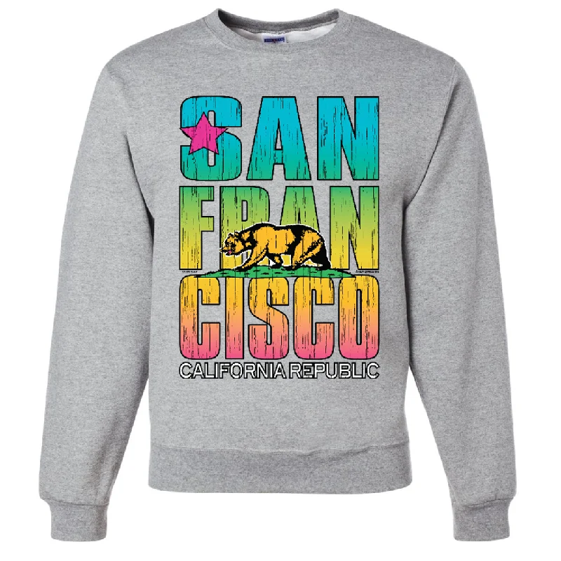 San Francisco California Neon Rainbow Crewneck Sweatshirt