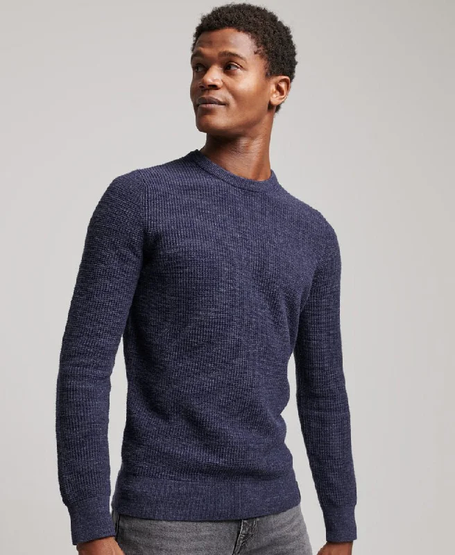 Vintage Textured Crew Knit | Night Navy Heather