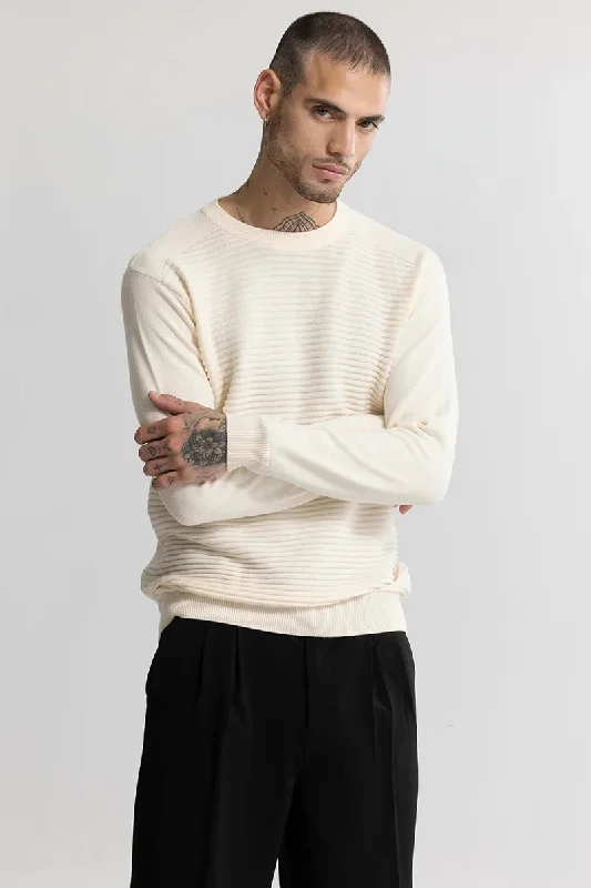 Wabble Line Cream Sweater