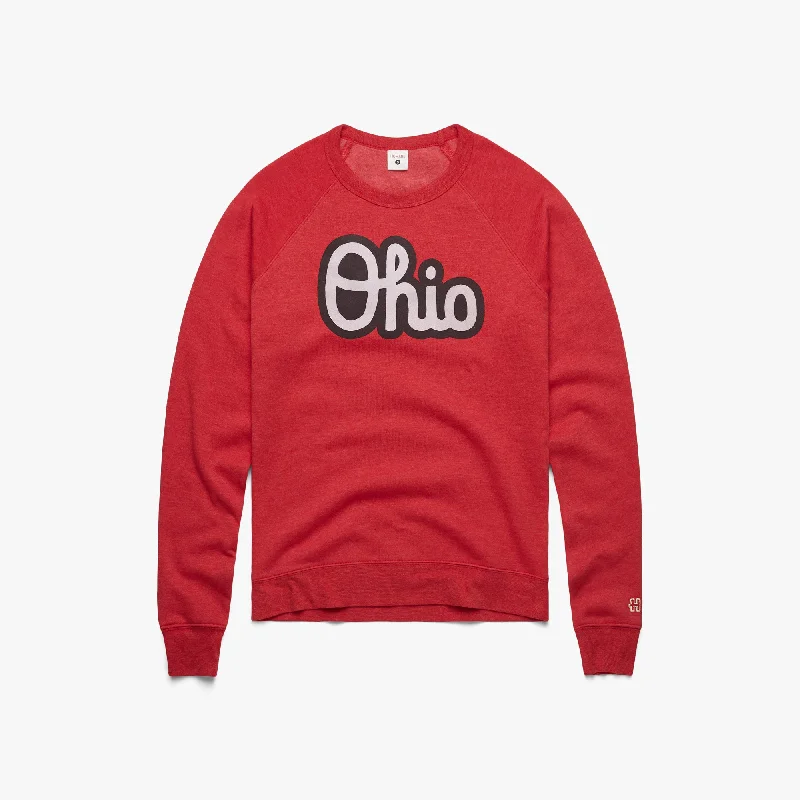 Women's Script Ohio Outline Crewneck